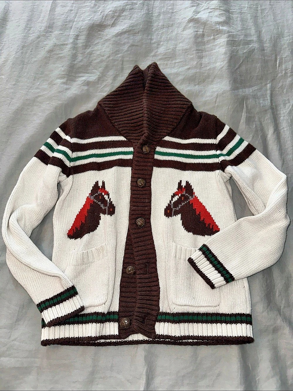 Janie & Jack Striped Horse Sweater